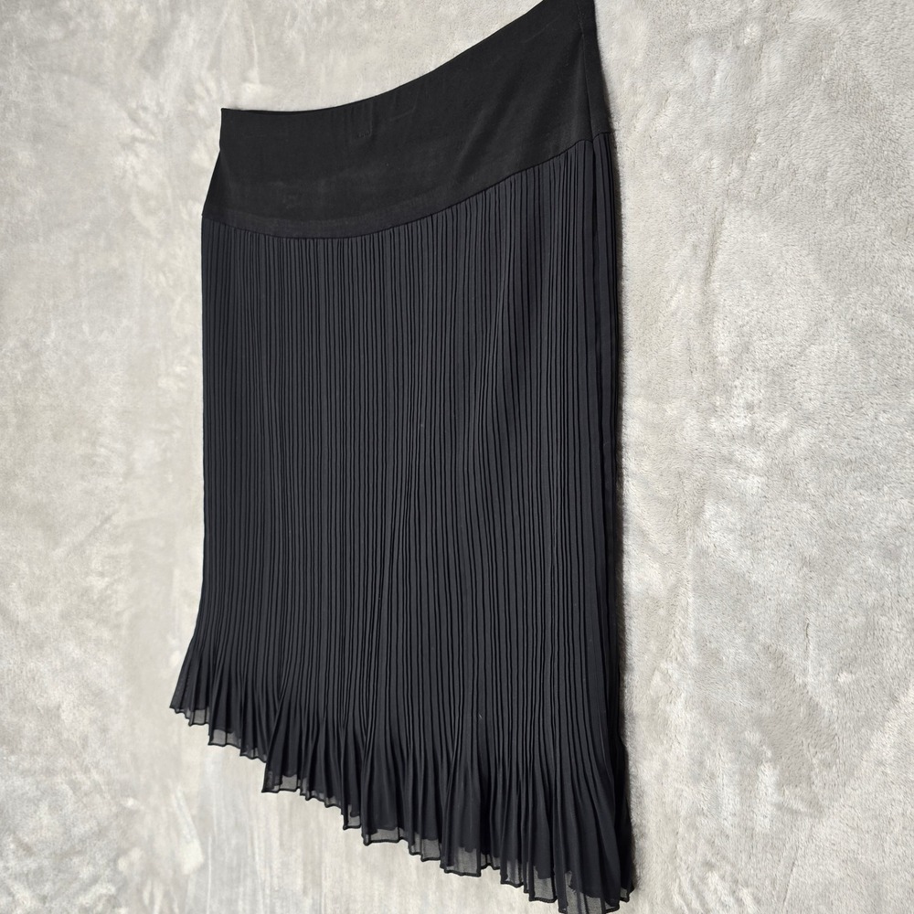 Accordion Pleated Skirt Women XL Blk Stretch Midi Minimalist Goth Dark Academia - Picture 12 of 15